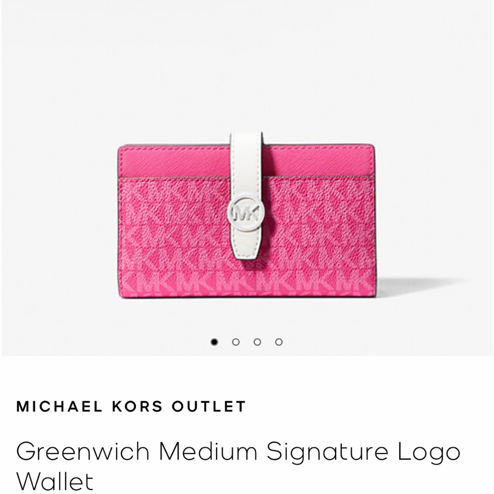NWT Michael Kors Saffiano Leather Tote/Matching wallet set. Dragonfruit pink. - Picture 2 of 13